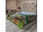 Abakuhaus Lenzuolo Con Paesaggio, Molo Sul Mare Con Piccola Baracca, Montagne, Germania, Natura Europea, Foto, Lenzuolo Morbido E Confortevole Per Un Letto Decorativo, 1 Pezzo, 260 Cm X 228 Cm, Multicolore