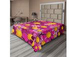 Abakuhaus Lenzuolo Astratto, Fiori Caricatura Estate Giardino Felice Esultante Fioritura Vari, Morbido E Confortevole Lenzuolo Superiore Per Un Letto Decorativo 1 Pezzo 260 Cm X 228 Cm, Rosa Shocking Viola Arancione