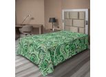 Abakuhaus Lenzuolo Asiatico, Classico Motivo Paisley Con Illustrazioni Floreali E Motivi Retrò, Lenzuolo Morbido E Confortevole Per Un Letto Decorativo 1 Pezzo 190 Cm X 100 Cm, Verde Nero