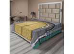 Abakuhaus Lenzuolo Marocchino, Porta Antica Marocchina Pomello Dorato Ornamento Artistico Stampa Artistica, Lenzuolo Morbido E Confortevole Per Un Letto Decorativo 1 Pezzo 275 Cm X 260 Cm, Giallo Verde Acqua Blu
