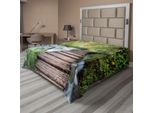 Abakuhaus Lenzuolo Jungle, Passerella Di Legno Lungo Il Fiume Nella Giungla Verde Paesaggio Acquatico, Lenzuolo Morbido E Confortevole Per Un Letto Decorativo 1 Pezzo 266 Cm X 260 Cm, Bianco Marrone Verde