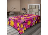 Abakuhaus Lenzuolo Astratto, Fiori Caricatura Estate Giardino Felice Esultante Fioritura Vari, Morbido E Confortevole Lenzuolo Superiore Per Un Letto Decorativo 1 Pezzo 190 Cm X 100 Cm, Rosa Shocking Viola Arancione