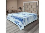 Abakuhaus Lenzuolo Nautico, Natura Sottomarina Acque Selvagge Squalo Vecchia Barca Marin Tempo Tempestoso Stampa, Lenzuolo Superiore Morbido E Confortevole Per Un Letto Decorativo 1 Pezzo 275 Cm X 260 Cm, Blu Baby Blue
