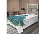Abakuhaus Lenzuolo Peacock, Illustrazioni Di Pavoni, Design Classico Floreale Sinuoso E Artistico, Tema Animale Tropicale, Lenzuolo Morbido E Confortevole Per Un Letto Decorativo, 1 Pezzo, 190 Cm X 100 Cm, Blu E Giallo