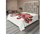 Abakuhaus Lenzuolo Con Calamaro, Immagine Stilizzata Artistica Polipo Animale Marino Illustrazione Stampata, Lenzuolo Morbido E Confortevole Per Un Letto Decorativo 1 Pezzo 266 Cm X 260 Cm, Rosso Rosa