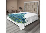 Abakuhaus Lenzuolo Peacock, Illustrazioni Di Pavoni, Design Classico Floreale Sinuoso E Artistico, Tema Animale Tropicale, Lenzuolo Morbido E Confortevole Per Un Letto Decorativo, 1 Pezzo, 275 Cm X 260 Cm, Blu E Giallo