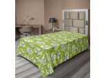 Abakuhaus Lenzuolo Colibrì, Fiori Tropicali Con Colibrì In Volo Natura Selvaggia In Fiore, Morbido E Confortevole Lenzuolo Superiore Per Un Letto Decorativo 1 Pezzo 260 Cm X 168 Cm, Verde Lime Crema Blu