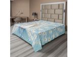 Abakuhaus Lenzuolo Peacock, Motivo Pavone Sulla Parete, Stile Naturale Colorato, Stampa Grafica Elaborata, Lenzuolo Morbido E Confortevole Per Un Letto Decorativo, 1 Pezzo, 244 Cm X 205 Cm, Giallo Azzurro