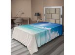 Abakuhaus Lenzuolo Oceano, Cielo E Paesaggio Marino Sabbia Dorata Spiaggia Tropicale Nuvole Cielo Soleggiato, Morbido E Confortevole Lenzuolo Superiore Per Un Letto Decorativo 1 Pezzo 190 Cm X 100 Cm, Crema Turchese Bianco