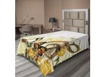 Abakuhaus Lenzuolo Musicale, Rose Musicali, Romantico, Antico, Vittoriano, Classico, Illustrazione Floreale Nuziale, Lenzuolo Morbido E Confortevole Per Un Letto Decorativo, 1 Pezzo, 190 Cm X 100 Cm, Seppia E Giallo