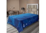 Abakuhaus Lenzuolo Nautico, Sott'acqua Con Squali, Vecchia Bussola Da Nave, Rosa Dei Venti, Illustrazione Con Bolle D'acqua Profonde, Lenzuolo Morbido E Confortevole Per Un Letto Decorativo, 1 Pezzo, 190 Cm X 100 Cm, Blu E Bianco