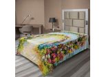 Abakuhaus Lenzuolo, Arcobaleno Di Fiori Colorati, Stampa Romantica In Stile Boho Femminile, Morbido E Confortevole, Per Un Letto Decorativo, 1 Pezzo, 260 Cm X 168 Cm, Multicolore