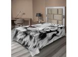 Abakuhaus Lenzuolo Safari, Tigre Bianca Inverno Ritratto Di Animale Raro Motivo Fotografia Elegante E Tranquilla, Lenzuolo Morbido E Confortevole Per Un Letto Decorativo 1 Pezzo 260 Cm X 168 Cm, Grigio Nero Bianco