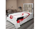 Abakuhaus Lenzuolo Musicale, Cuffie Audio Con Simbolo A Forma Di Cuore Key Note Melody Design Artistico, Lenzuolo Morbido E Confortevole Per Un Letto Decorativo 1 Pezzo 260 Cm X 168 Cm, Nero Grigio Rosso