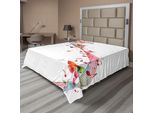 Abakuhaus Lenzuolo Musicale, Grafica Colorata Con Note Musicali E Farfalle, Tema Ispirato Alla Primavera, Lenzuolo Morbido E Confortevole Per Un Letto Decorativo, 1 Pezzo, 275 Cm X 260 Cm, Multicolore