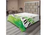 Abakuhaus Lenzuolo Musicale, Chiave Di Violino, Tastiera Sinuosa, Intrattenimento Estivo, Lenzuolo Morbido E Confortevole Per Un Letto Decorativo, 1 Pezzo, 275 Cm X 260 Cm, Verde Lime, Nero, Bianco