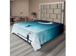 Abakuhaus Lenzuolo Fantasia, Ragazzo Che Raggiunge La Luna Con Una Corda E Ragazza Su Una Panchina, Amore, Romanticismo, Fantasia, Morbido E Confortevole Lenzuolo Superiore Per Un Letto Decorativo, 1 Pezzo, 266 Cm X 260 Cm, Verde Acqua E Bianco