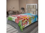 Abakuhaus Lenzuolo Da Letto Circus, Carnevale Con Molte Giostre, Negozi, Illustrazioni, Paesaggi E Vista Del Cielo, Morbido E Confortevole Lenzuolo Superiore Per Un Letto Decorativo, 1 Pezzo, 260 Cm X 168 Cm, Multicolore