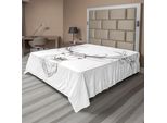Abakuhaus Lenzuolo Con Corna Di Cervo, Disegno Della Testa Di Cervo Illustrazioni Arte In Bianco E Nero Arte Animale Selvaggia Monocromatica, Lenzuolo Morbido E Confortevole Per Un Letto Decorativo 1 Pezzo 275 Cm X 260 Cm, Taupe Caldo