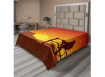 Abakuhaus Lenzuolo Occidentale, Silhouette Del Cowboy Nella Scena Selvaggia Stampa Artistica Americana, Lenzuolo Morbido E Confortevole Per Un Letto Decorativo 1 Pezzo 275 Cm X 260 Cm, Arancione Bruciato