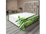 Abakuhaus Lenzuolo Asiatico, Rami Giapponesi Della Pianta Di Bambù Fengshui Motivo Fotografico Minimalista, Lenzuolo Superiore Morbido E Confortevole Per Un Letto Decorativo 1 Pezzo 266 Cm X 260 Cm, Verde Felce Bianco