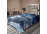 Abakuhaus Lenzuolo Paesaggio, Sole Che Splende Attraverso Enormi Nuvole Scure, Vista Panoramica, Immagine Artistica, Lenzuolo Morbido E Confortevole Per Un Letto Decorativo, 1 Pezzo, 190 Cm X 100 Cm, Grigio Blu