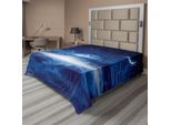 Abakuhaus Lenzuolo Fantasia, Cielo Notturno Con Luna, Stelle Cadenti, Nuvole, Orizzonte, Arte Spaziale Misteriosa, Lenzuolo Morbido E Confortevole Per Un Letto Decorativo, 1 Pezzo, 266 Cm X 260 Cm, Blu Navy E Bianco.