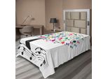 Abakuhaus Lenzuolo Musicale, Albero Con Note Musicali E Uccellini Su Un Ramo Happy Jolly Festeggiamenti Stile Giocoso, Lenzuolo Morbido E Confortevole Per Un Letto Decorativo 1 Pezzo 260 Cm X 168 Cm, Multicolore