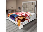 Abakuhaus Lenzuolo Da Letto Con Motivo Circense, Leone E Cerchio Di Fuoco Davanti Al Tendone Del Circo Blazing Flame Adventure Dangerous, Morbido E Confortevole Lenzuolo Superiore Per Un Letto Decorativo 1 Pezzo 275 Cm X 260 Cm, Multicolore