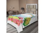 Abakuhaus Lenzuolo Da Letto Circus, Village Hill Con Tende Da Circo, Palloncini E Una Ruota Panoramica, Colori Arcobaleno E Margherite, Lenzuolo Morbido E Confortevole Per Un Letto Decorativo, 1 Pezzo, 260 Cm X 168 Cm, Multicolore