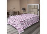 Abakuhaus Lenzuolo Con Fiori, Motivo Floreale Romantico Primavera San Valentino Anniversario Di Matrimonio Tema Grafico, Lenzuolo Morbido E Confortevole Per Un Letto Decorativo 1 Pezzo 260 Cm X 168 Cm, Viola E Bianco