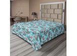 Abakuhaus Lenzuolo Peacock, Pavoni E Fiocchi Di Neve Motivo Classico Tradizionale Crystal Christmas Seasonal, Lenzuolo Morbido E Confortevole Per Un Letto Decorativo 1 Pezzo 266 Cm X 260 Cm, Azzurro Cielo Rosso