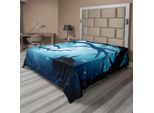 Abakuhaus Lenzuolo Mistico, Animale Con Occhi Infuocati Nella Foresta Buia Di Notte, Illustrazione Horror Di Halloween, Lenzuolo Morbido E Confortevole Per Un Letto Decorativo, 1 Pezzo, 260 Cm X 228 Cm, Bianco