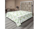 Abakuhaus Lenzuolo, Foglie Di Ulivo Simmetriche E Motivi Etnici Ondulati Illustrazione Classica, Lenzuolo Morbido E Confortevole Per Un Letto Decorativo 1 Pezzo 260 Cm X 228 Cm, Verde
