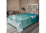 Abakuhaus Lenzuolo Nautico, Tema Marino Barca Di Carta Mare Delfini Felici Animali Marini Sottomarini, Lenzuolo Morbido E Confortevole Per Un Letto Decorativo 1 Pezzo 190 Cm X 100 Cm, Verde Mare Bianco Blu