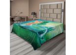 Abakuhaus Lenzuolo Subacqueo, Sirena Oceano Su Onde Coda Creature Marine Cielo Drammatico Stampa, Morbido E Confortevole Lenzuolo Superiore Per Un Letto Decorativo 1 Pezzo 266 Cm X 260 Cm, Blu Verde