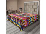 Abakuhaus Lenzuolo Con Stampa Zebrata, Zebra Multicolore Su Linee Curve Verticali In Legno, Design Artistico, Lenzuolo Morbido E Confortevole Per Un Letto Decorativo, 1 Pezzo, 260 Cm X 228 Cm, Fucsia Giallo
