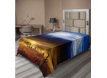 Abakuhaus Lenzuolo Paesaggio, Cielo Tempestoso Con Tuoni, Cielo E Inferno, Arte Del Bene E Del Male, Lenzuolo Morbido E Confortevole Per Un Letto Decorativo, 1 Pezzo, 260 Cm X 168 Cm, Blu, Arancione, Nero