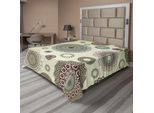Abakuhaus Lenzuolo Beige, Motivi Decorativi Vintage Rotondi, Stile Retrò Orientale Nostalgico Del Vecchio Mondo, Lenzuolo Morbido E Confortevole Per Un Letto Decorativo, 1 Pezzo, 275 Cm X 260 Cm, Multicolore