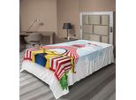 Abakuhaus Lenzuolo Da Letto Circus, Tenda Da Circo A Strisce Con Bandiere, Grafica Festiva, Tempo Libero, Divertimento, Lenzuolo Morbido E Confortevole Per Un Letto Decorativo, 1 Pezzo, 260 Cm X 168 Cm, Multicolore