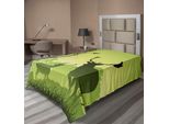 Abakuhaus Lenzuolo Con Corna Di Cervo, Uomo Cervo Rosso In Un Prato Con Alberi E Corvi Stampa Rurale Verde Campagna, Lenzuolo Morbido E Confortevole Per Un Letto Decorativo 1 Pezzo 190 Cm X 100 Cm, Verde