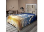 Abakuhaus Lenzuolo Mystiker, Riflesso Del Tramonto Vista Sul Lago Con Raggi Di Sole Vividi All'orizzonte Immagine, Lenzuolo Morbido E Confortevole Per Un Letto Decorativo 1 Pezzo 190 Cm X 100 Cm, Giallo Marrone Blu