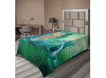 Abakuhaus Lenzuolo Subacqueo, Sirena Oceano Su Onde Coda Creature Marine Cielo Drammatico Stampa, Lenzuolo Morbido E Confortevole Per Un Letto Decorativo 1 Pezzo 260 Cm X 168 Cm, Blu Verde