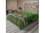 Abakuhaus Lenzuolo Safari, Tigre Siberiana Panthera Tigris Altaica Nel Lago Verde Acqua Fiume Animali Selvatici, Morbido E Confortevole Lenzuolo Superiore Per Un Letto Decorativo 1 Pezzo 244 Cm X 205 Cm, Verde Albicocca