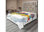 Abakuhaus Lenzuolo Da Letto Circus, Illustrazione Di Un Circo Con Nuvole, Fuochi D'artificio, Intrattenitori E Spettacolo Teatrale, Morbido E Confortevole Lenzuolo Superiore Per Un Letto Decorativo, 1 Pezzo, 266 Cm X 260 Cm, Multicolore