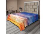 Abakuhaus Lenzuolo Paesaggistico, Cielo Serale Colorato E Luminoso Al Tramonto Scenico, Morbido E Confortevole Lenzuolo Superiore Per Un Letto Decorativo 1 Pezzo 260 Cm X 228 Cm, Arancione Blu