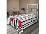 Abakuhaus Lenzuolo Con Corna Di Cervo, Illustrazione Di Cervo Rosso, Albero, Bosco Con Foglie Volanti E Rami, Lenzuolo Morbido E Confortevole Per Un Letto Decorativo, 1 Pezzo, 190 Cm X 100 Cm, Bianco, Nero E Rosso