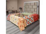 Abakuhaus Lenzuolo Vintage, Motivo Mosaico Vintage Con Stampa Geometrica Diagonale, Lenzuolo Morbido E Confortevole Per Un Letto Decorativo, 1 Pezzo, 244 Cm X 205 Cm, Multicolore