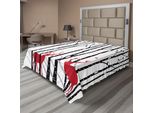 Abakuhaus Lenzuolo Con Corna Di Cervo, Illustrazione Di Cervo Rosso, Albero, Bosco Con Foglie Volanti E Rami, Lenzuolo Morbido E Confortevole Per Un Letto Decorativo, 1 Pezzo, 260 Cm X 228 Cm, Bianco, Nero E Rosso