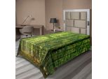 Abakuhaus Lenzuolo Da Letto Bosco, Alberi Di Latifoglie In Estate, Raggi Di Sole, Scena Romantica Di Vacanza, Lenzuolo Morbido E Confortevole Per Un Letto Decorativo, 1 Pezzo, 260 Cm X 168 Cm, Verde